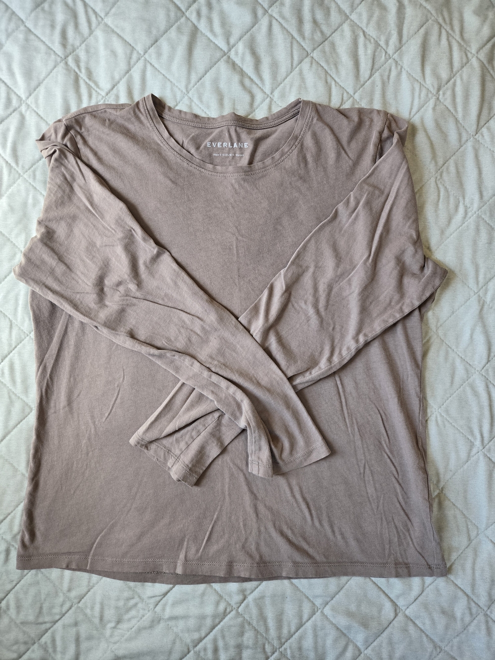 Everlane Long Sleeve Crew Neck Tee - Taupe